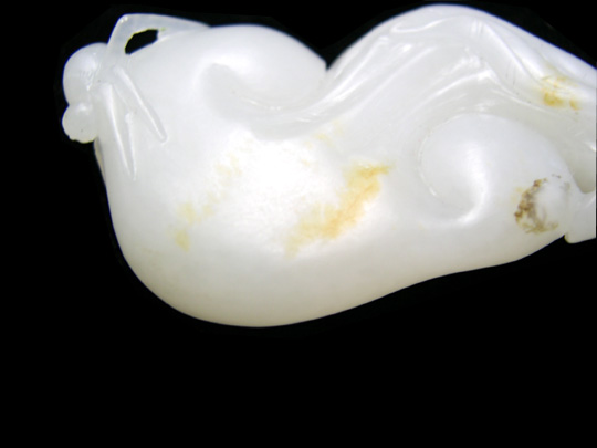 羊脂白玉籽料挂件 灵芝
