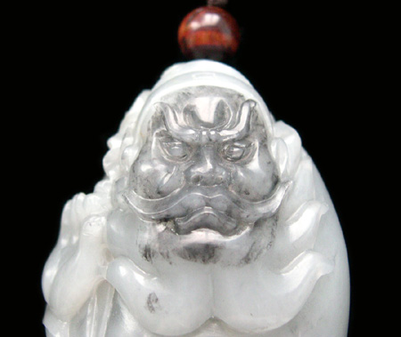 墨玉青花子料　钟馗把件