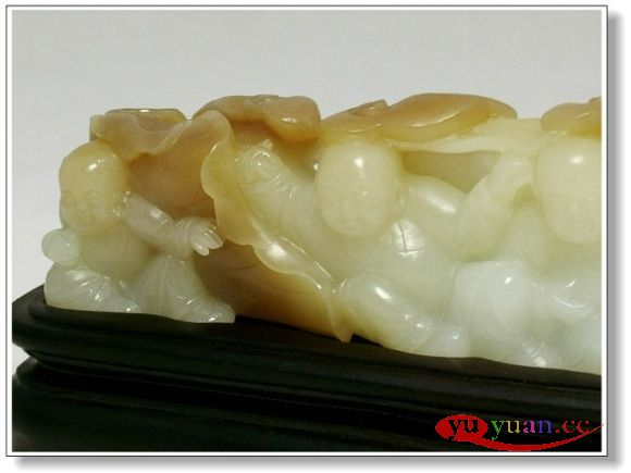糖白玉摆件 五子登科