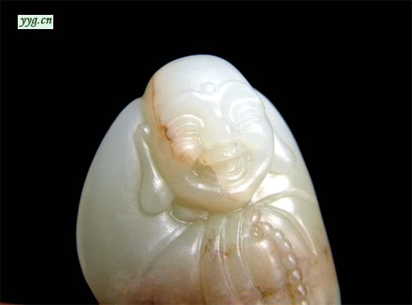 白玉子料把件 佛