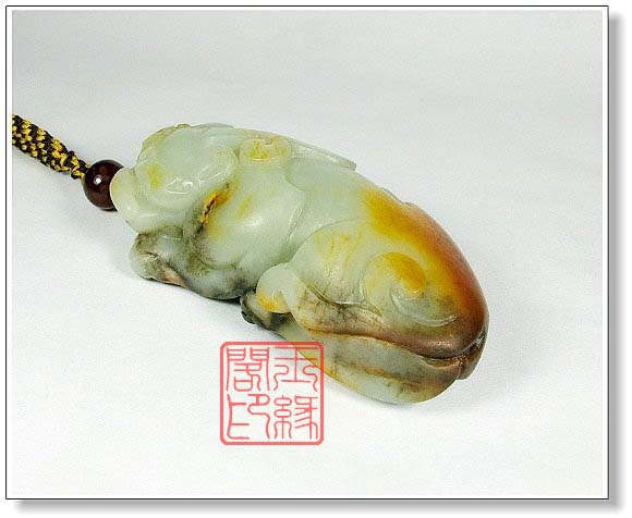 红皮籽料把件 辟邪兽