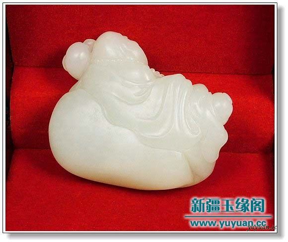羊脂白玉籽料 童子戏佛