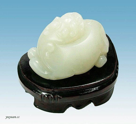 白玉籽料摆件 辟邪兽