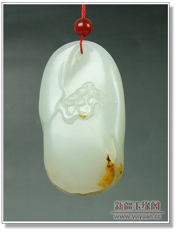 红皮籽料 双兔把件