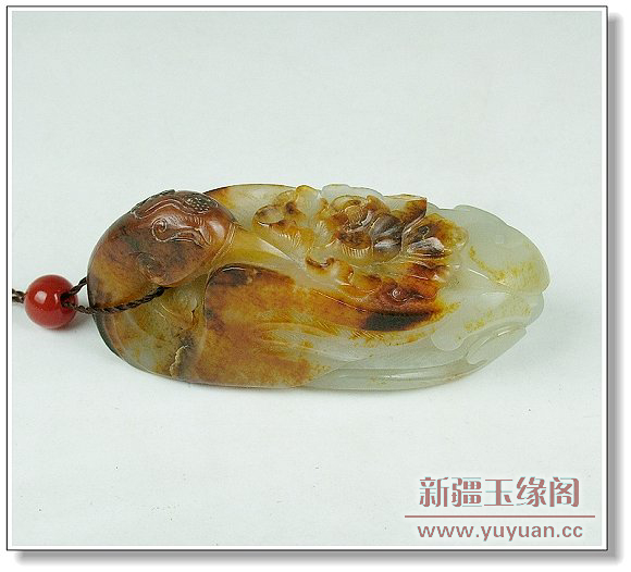 枣红皮籽料 花开富贵把件