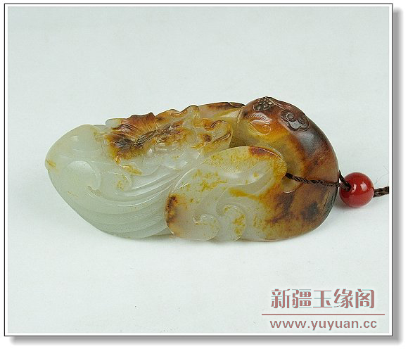 枣红皮籽料 花开富贵把件