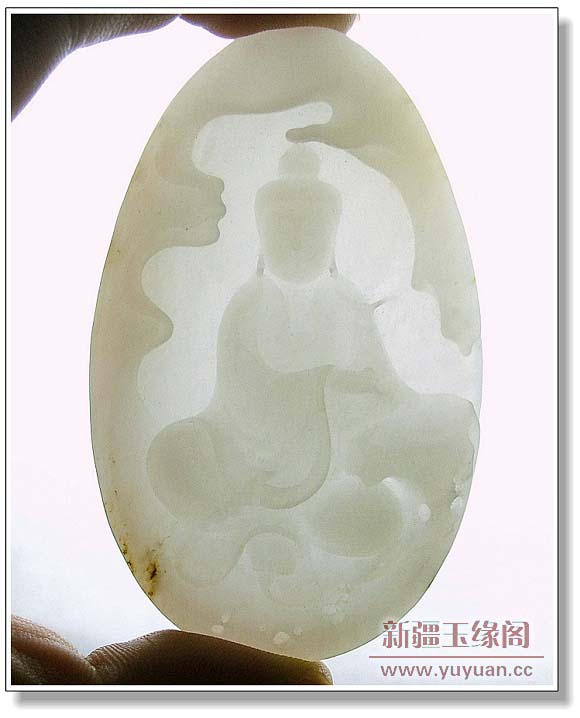 羊脂白玉籽料牌 观音