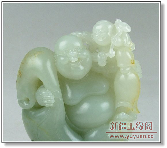 黄皮籽料摆件 童子闹佛
