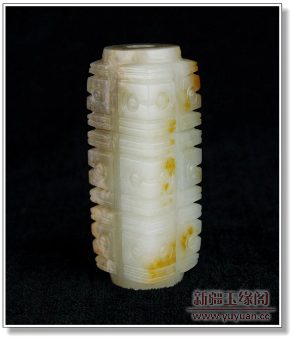 黄皮籽料 仿古玉琮把件