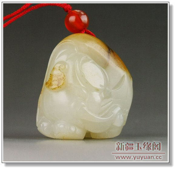 黄皮籽料 太平有象把件