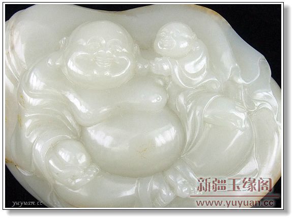 黄皮籽料 童子戏佛摆件