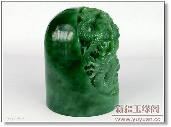 碧玉 双龙戏珠印章