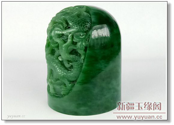 碧玉 双龙戏珠印章