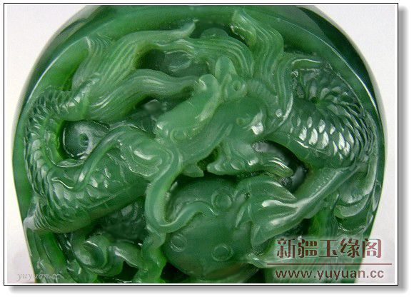 碧玉 双龙戏珠印章