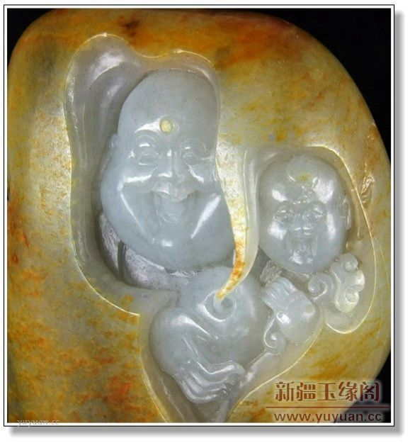 金黄皮籽料把件 童子戏佛