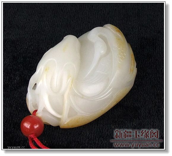 秋梨皮籽料把件 鹤鹿同春