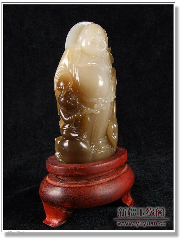 糖玉摆件 童子戏佛