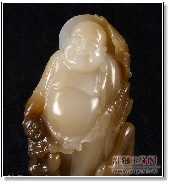 糖玉摆件 童子戏佛