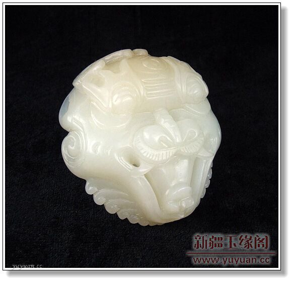 羊脂白玉腰扣 鬼头