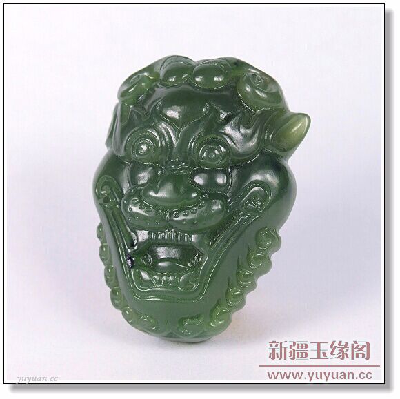 碧玉腰扣 兽头