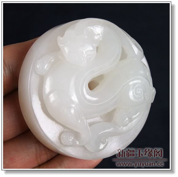 羊脂白玉 龙璧把件