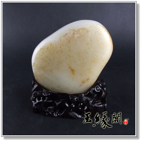 羊脂白玉籽料摆件 童子戏佛