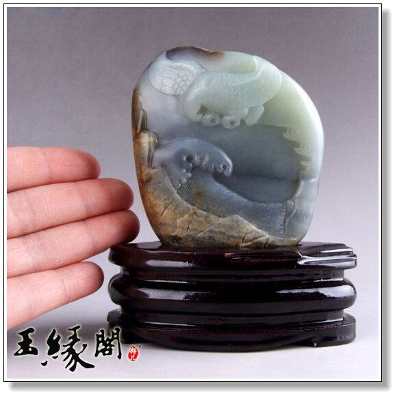 墨玉青花籽料摆件 大展宏图