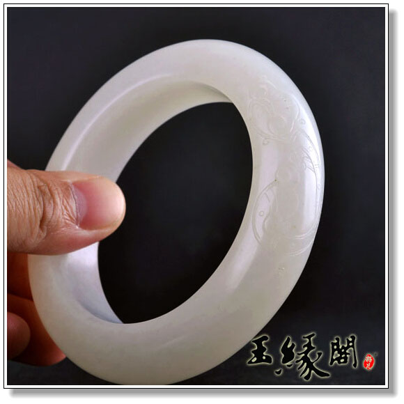 黄皮白玉籽料手镯如意57.5mm