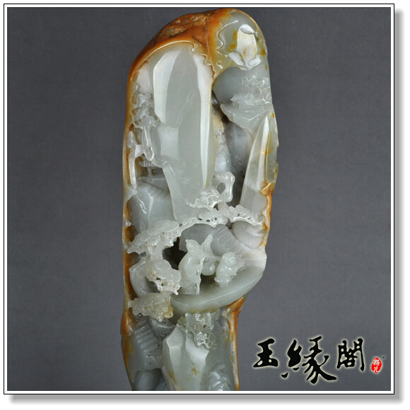 黄皮籽料摆件 九如山子