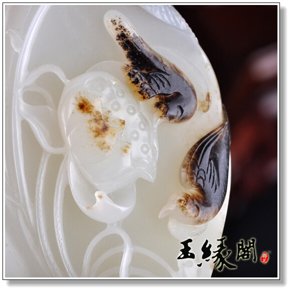 羊脂玉籽料 喜登连科把件