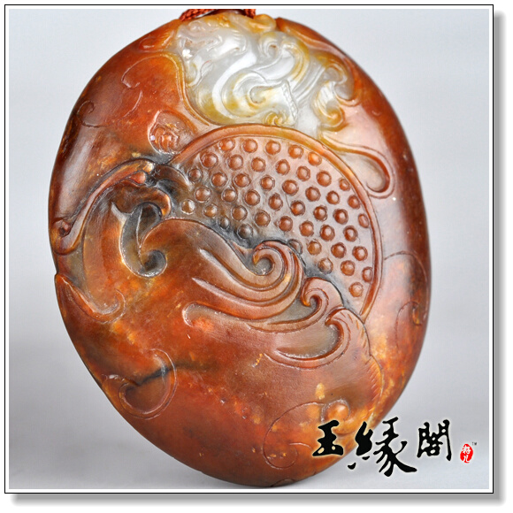 枣皮籽料挂件 龙凤呈祥
