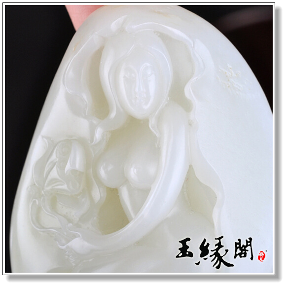 羊脂玉籽料 仕女把件