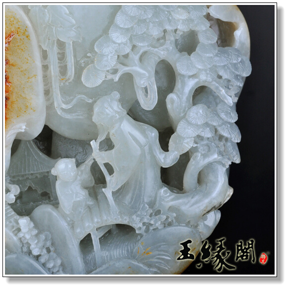 白玉籽料摆件 松下问童子