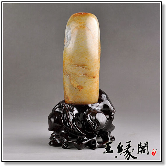 秋梨皮籽料摆件 童子戏佛