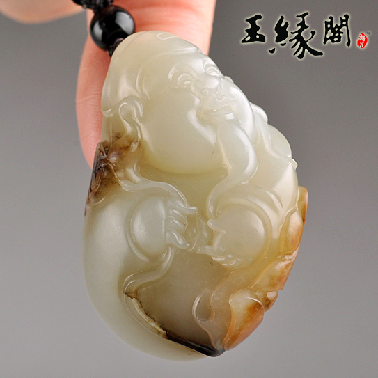 褐皮籽料挂件 财神