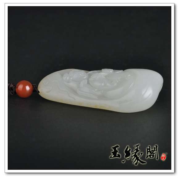 白玉籽料挂件 小婉戏鹦