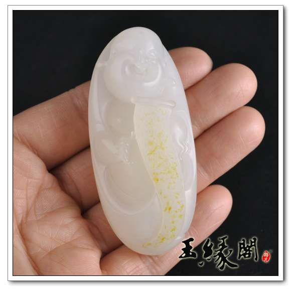 秋梨皮羊脂玉把件 佛