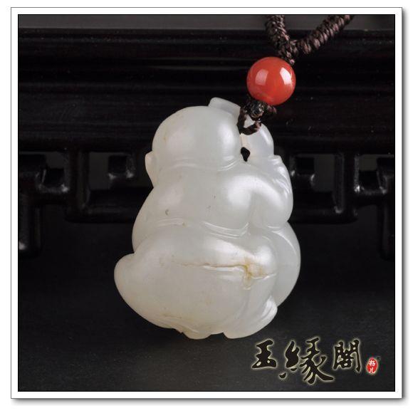 白玉籽料挂件 童子击鼓