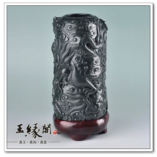 青玉摆件 五龙瓶