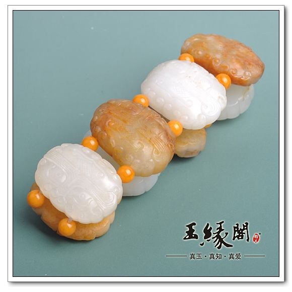 黄皮籽料 兽面手链
