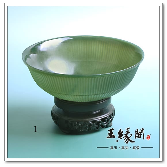 青玉摆件 玉碗呈福