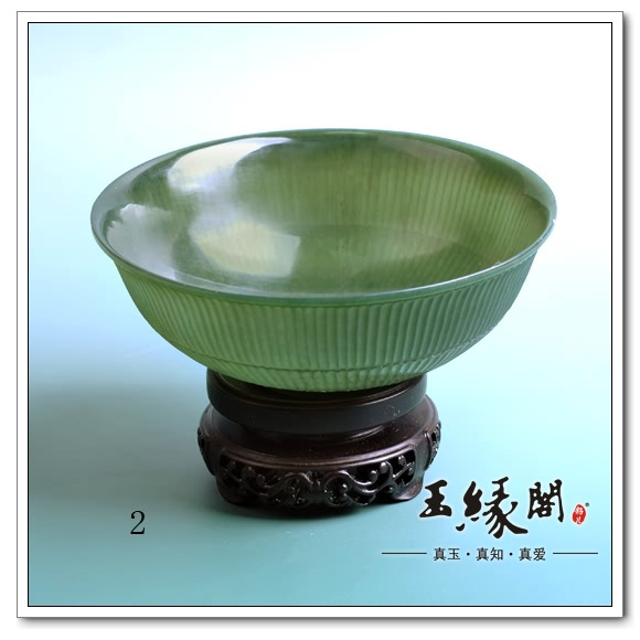青玉摆件 玉碗呈福