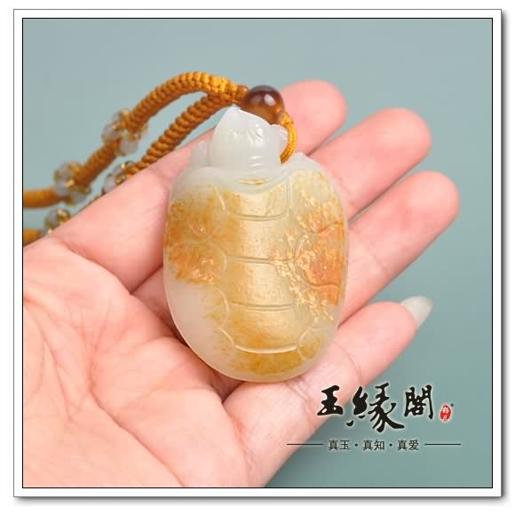 洒金皮籽料 富贵长寿把件