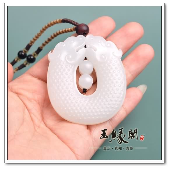 羊脂玉籽料挂件 双龙璧