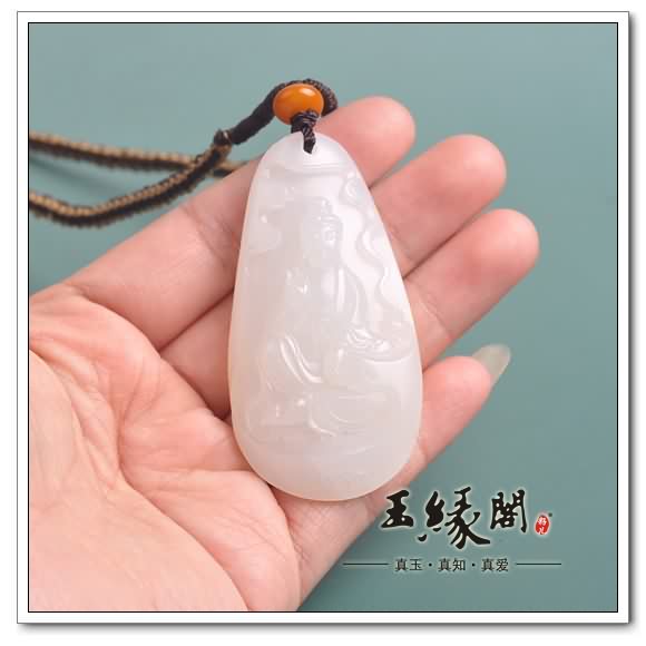 羊脂玉籽料挂件 观音