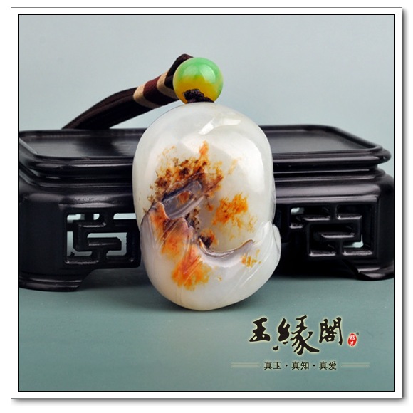 褐黄皮籽料把件 喜登连科