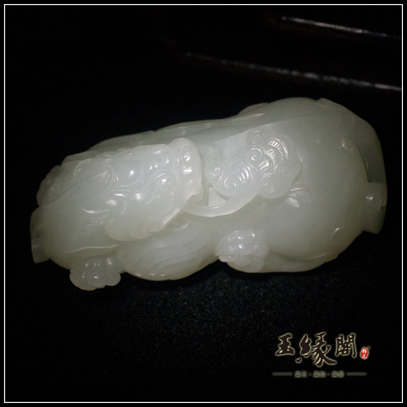 羊脂玉籽料挂件 福寿如意