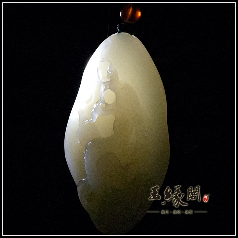 白玉籽料挂件 蛟龙出海
