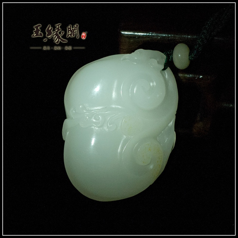 和田玉羊脂玉福灵如意把件