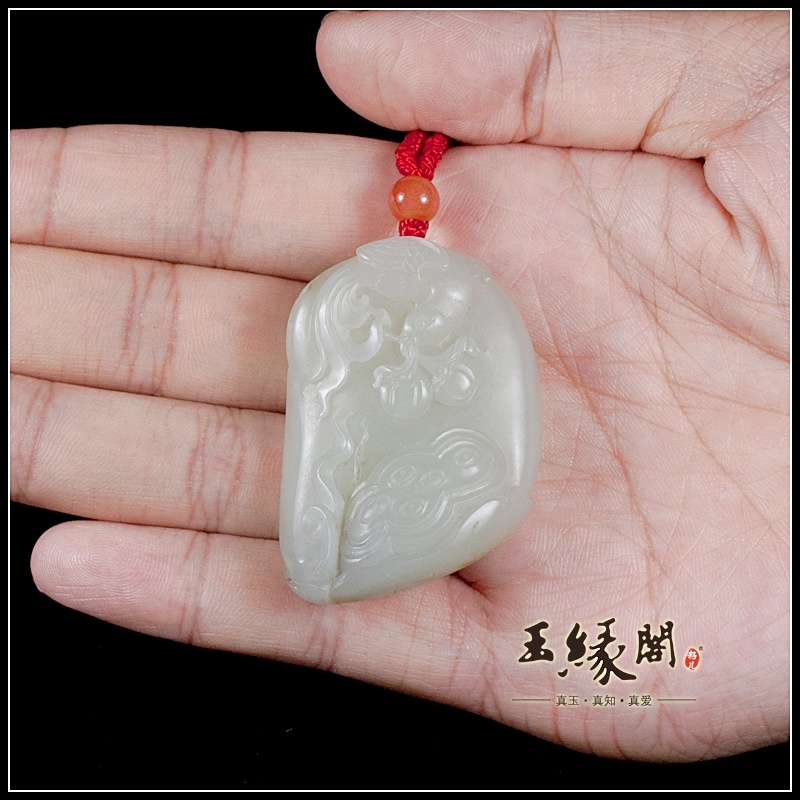 白玉籽料挂件 喜登连科